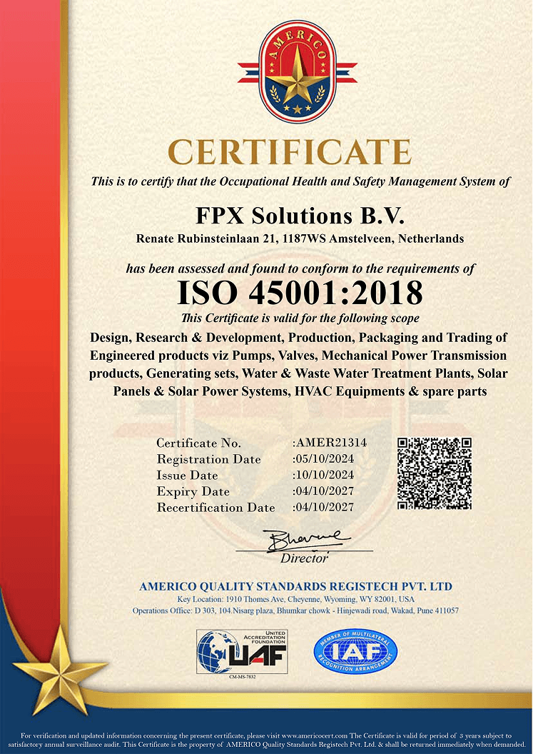ISO 45001:2018 certificate